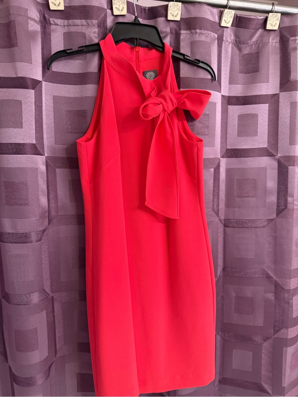 Vince Camuto Hot Pink Bow-Neck Sleeveless Shift Dress